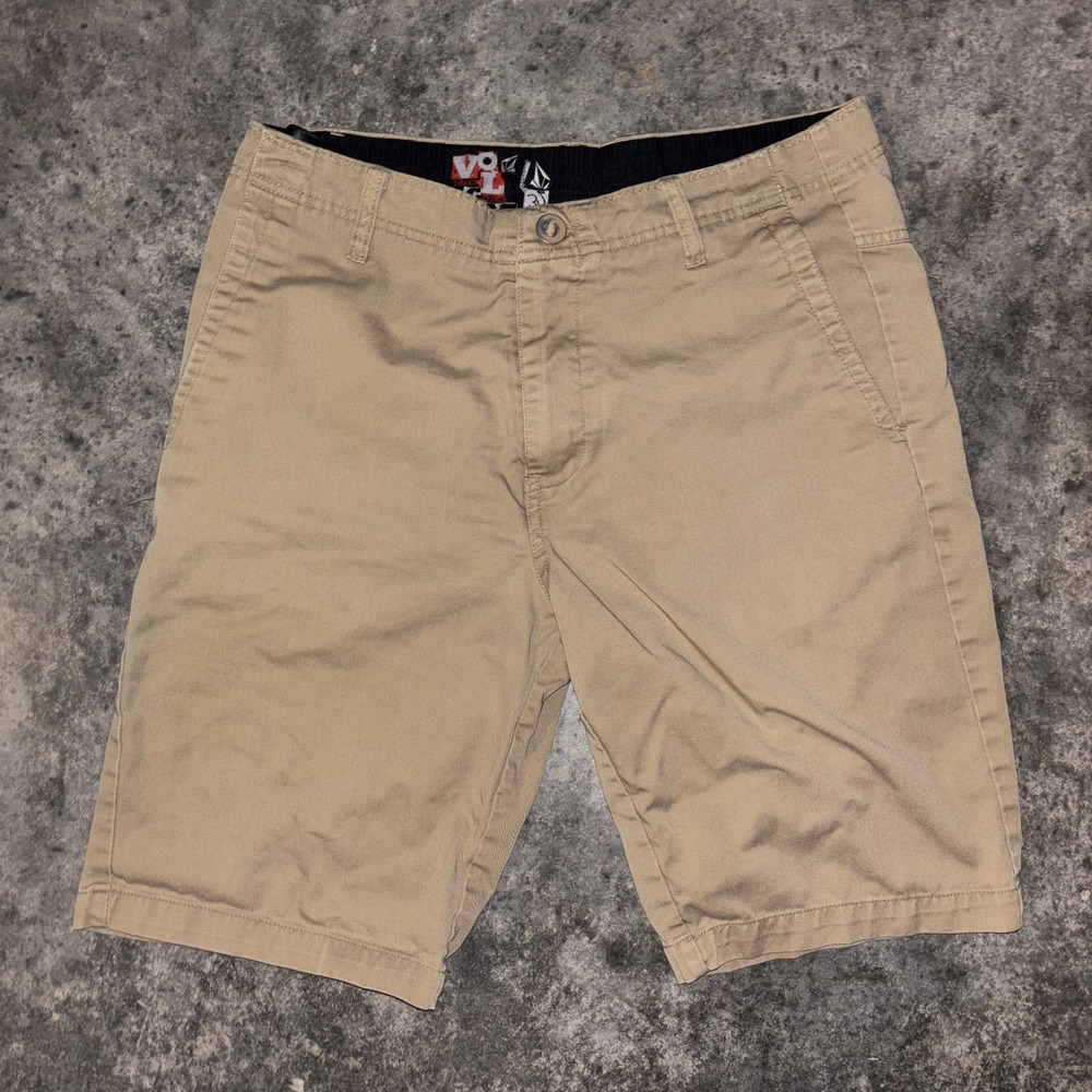 Volcom Genuine Shorts Chino Shorts Mens 32 Tan Cotton Performance Slash Pockets